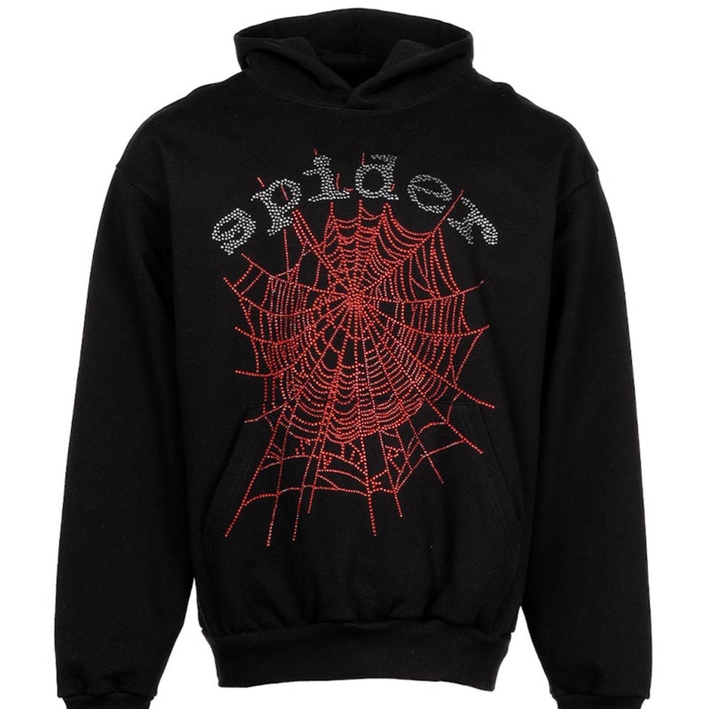 SP5DER "BLACK RHINESTONE" HOODIE